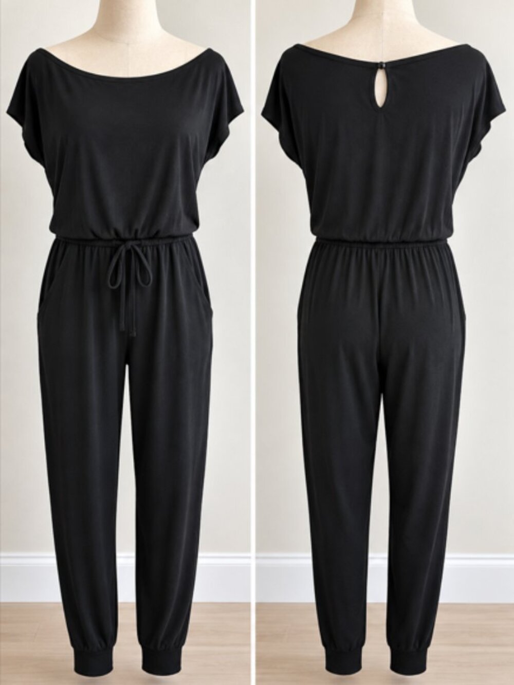 PRETTYGARDEN Black Off Shoulder Jumpsuit Romper Size Medium